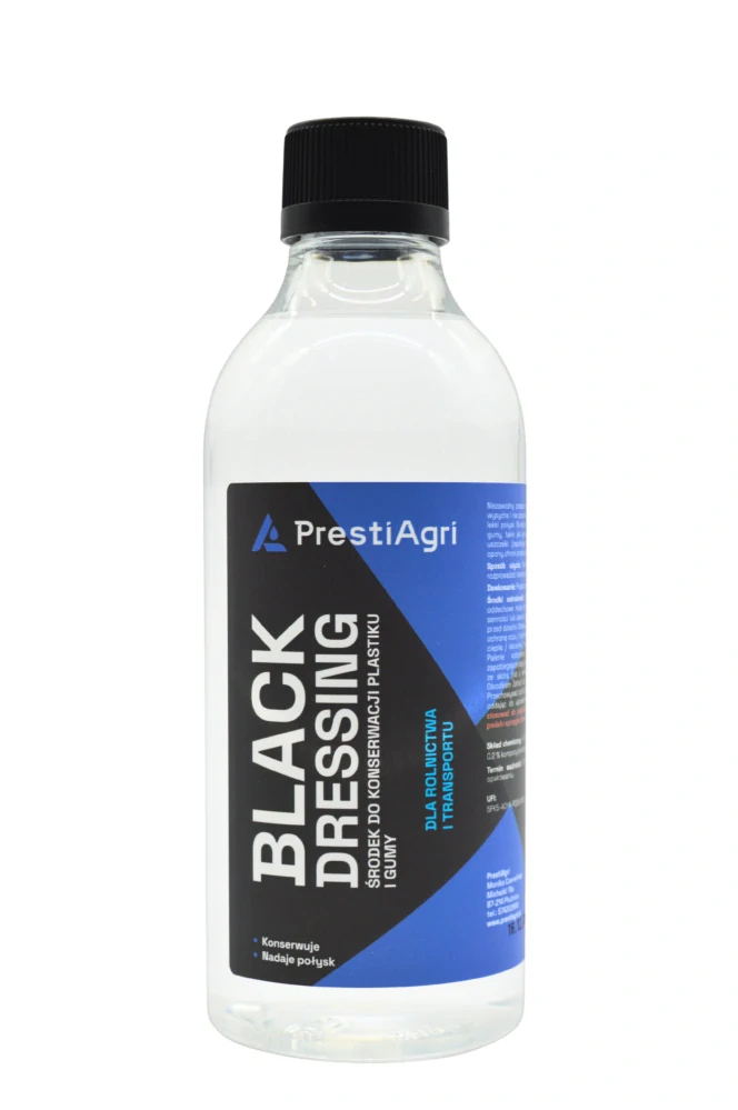 PrestiAgri Black Dressing - Konzervační prostředek na plasty a gumu | 500 ml