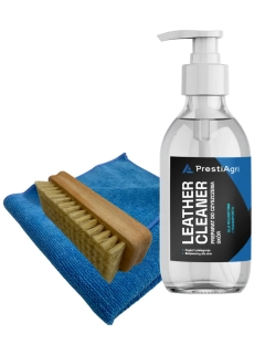 PrestiAgri Čištění kůže - sada (1x Leather Cleaner 300 ml, 1x Detailovací kartáč, 1x Mikrovláknová utěrka 40x40 cm)